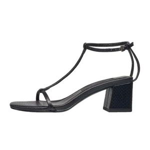 French Connection Textured Buckle Block Heel Sandal